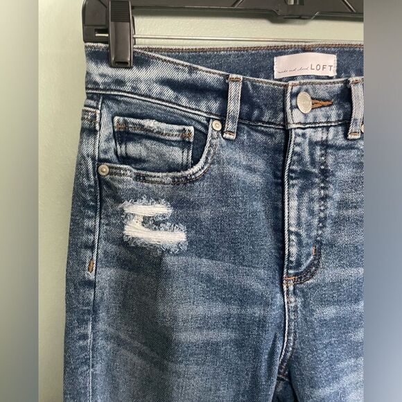 Loft Skinny High Waist Ankle Denim Medium Wash Blue Denim Jeans SZ 27 - Picture 2 of 5